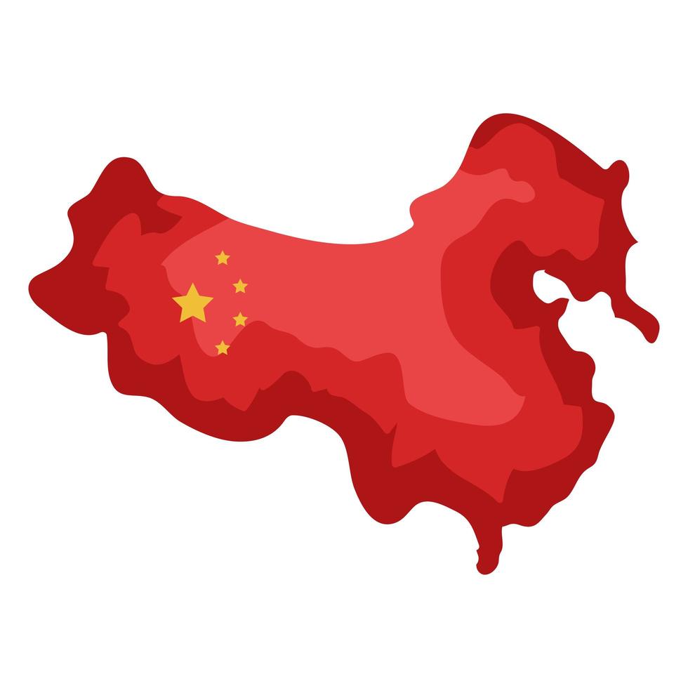 china map with flag icon vector
