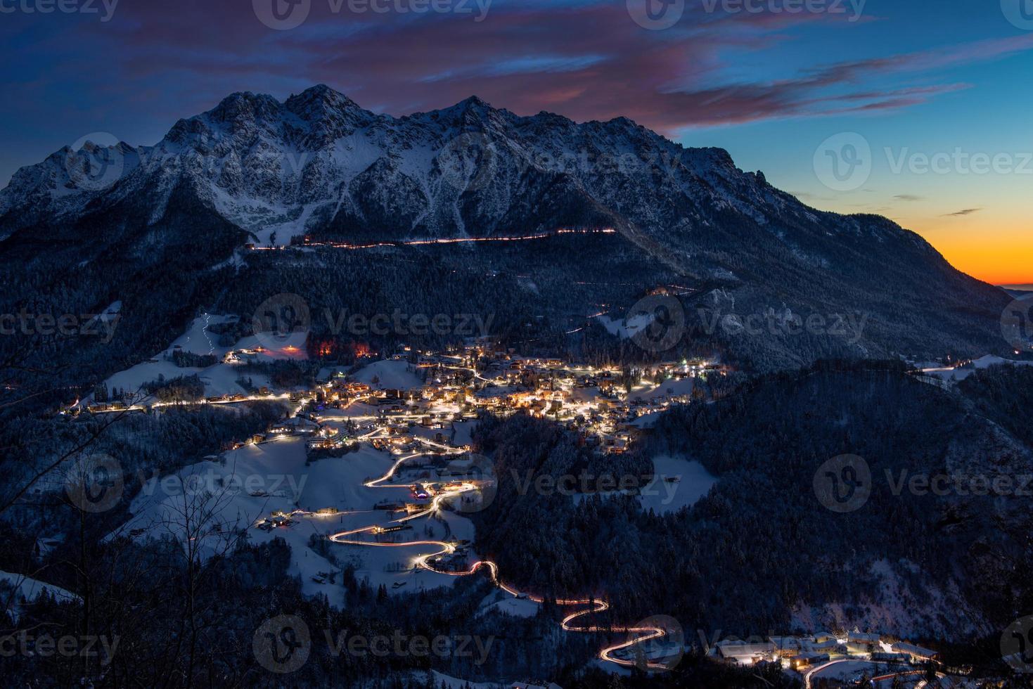 Snowy mountain village photo