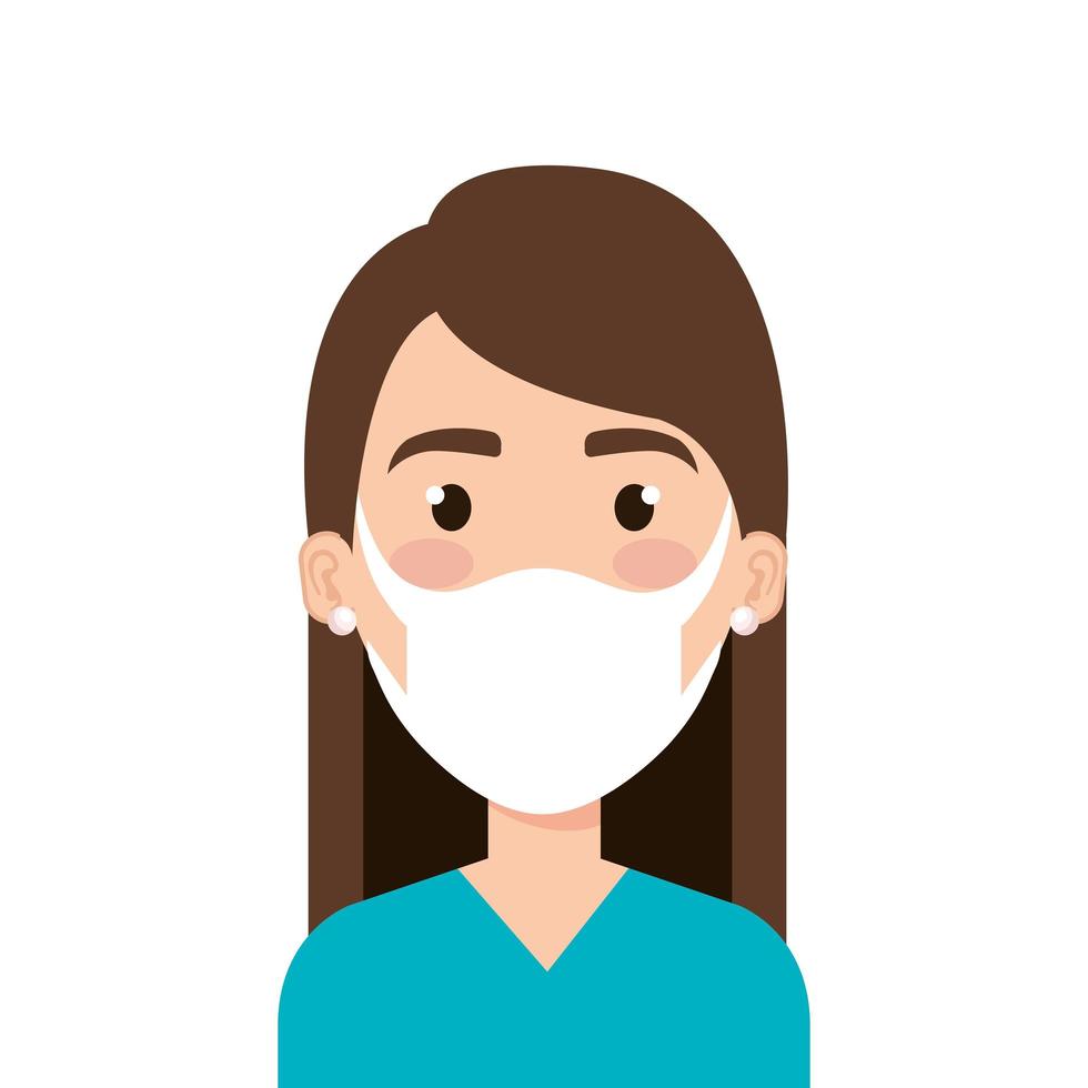 face of young woman using face mask vector