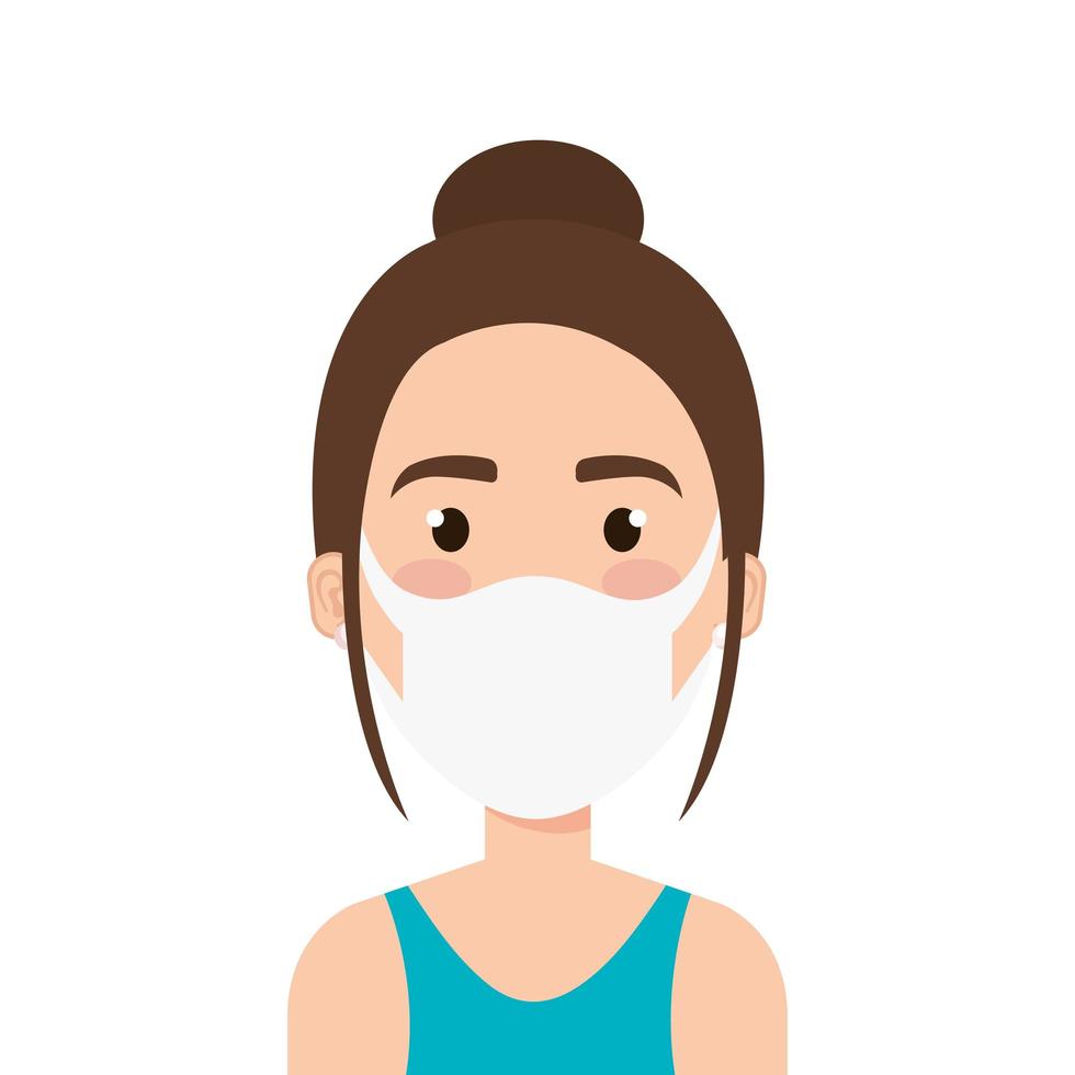 face of young woman using face mask vector