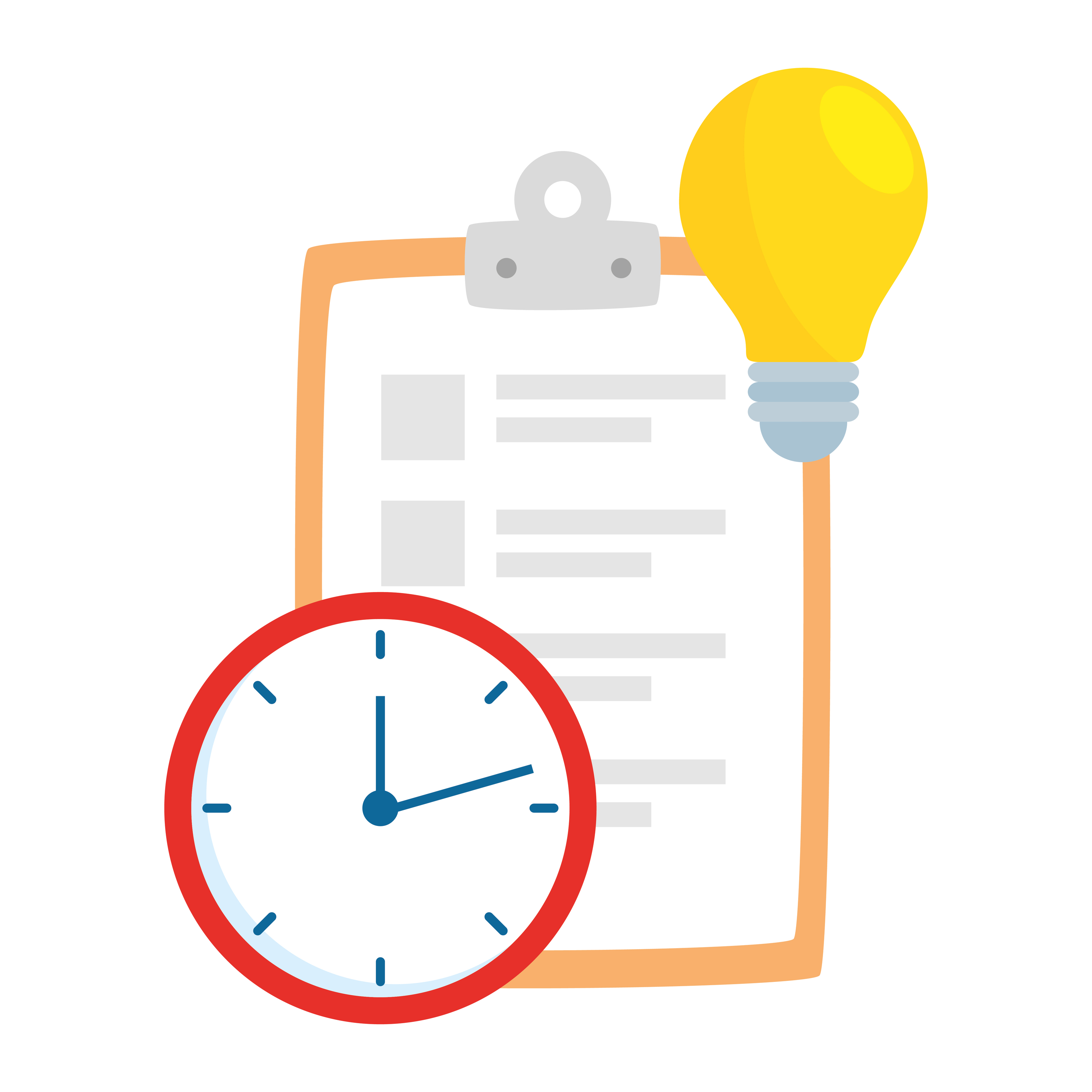 clipboard with clock and light bulb 4830070 Vector Art at Vecteezy