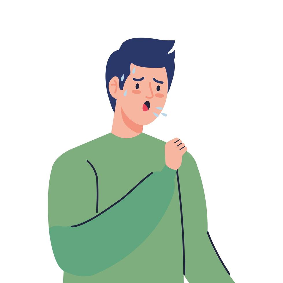 man with cough sick of covid 19 vector