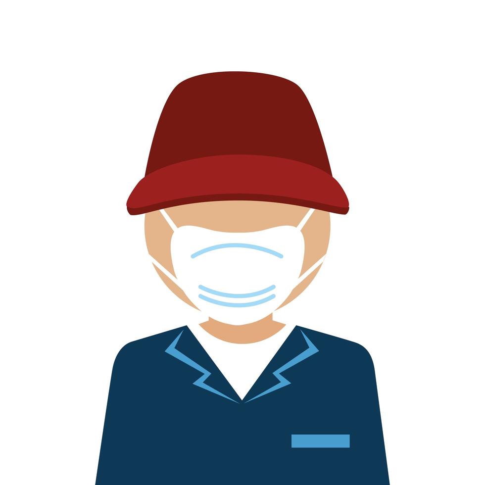 man using face mask isolated icon vector