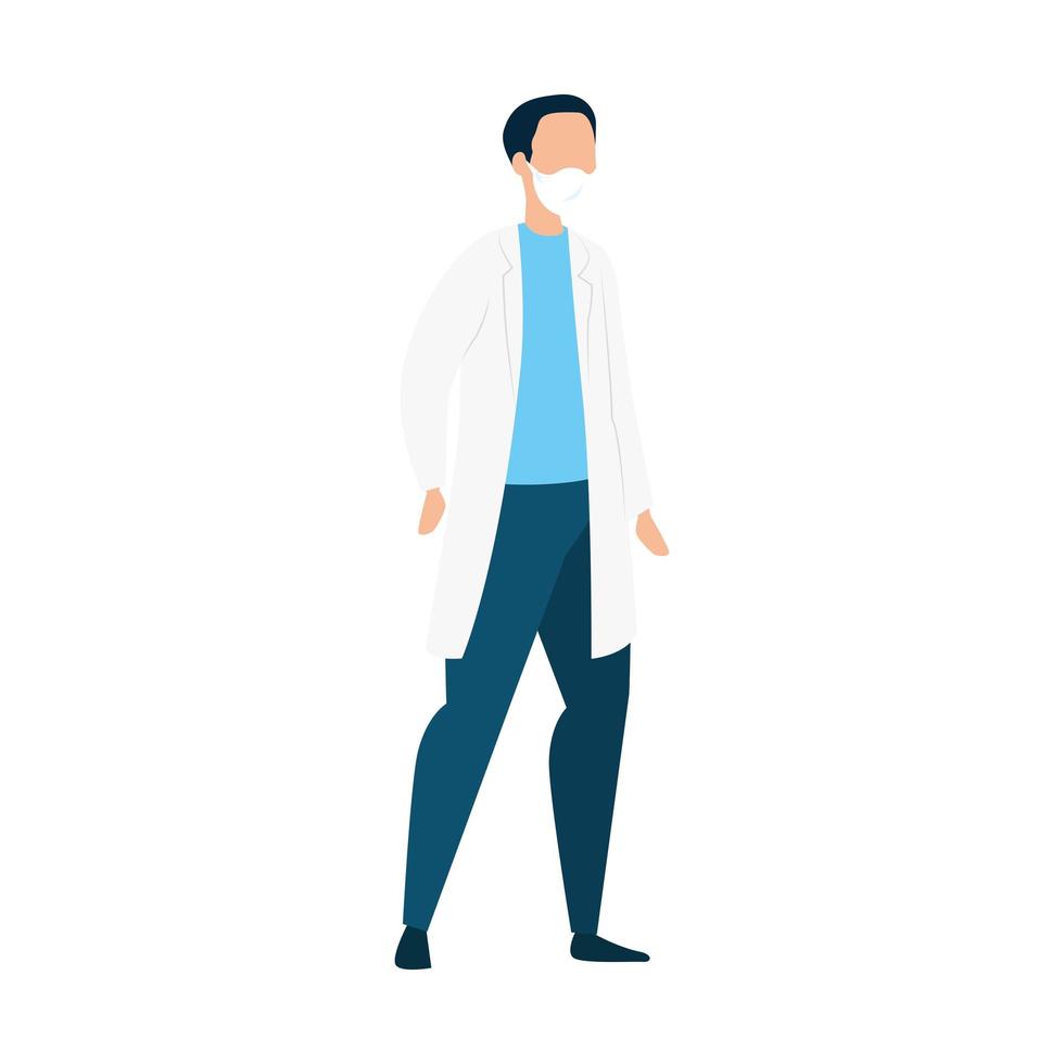 doctor male with face mask avatar isolated icon vector