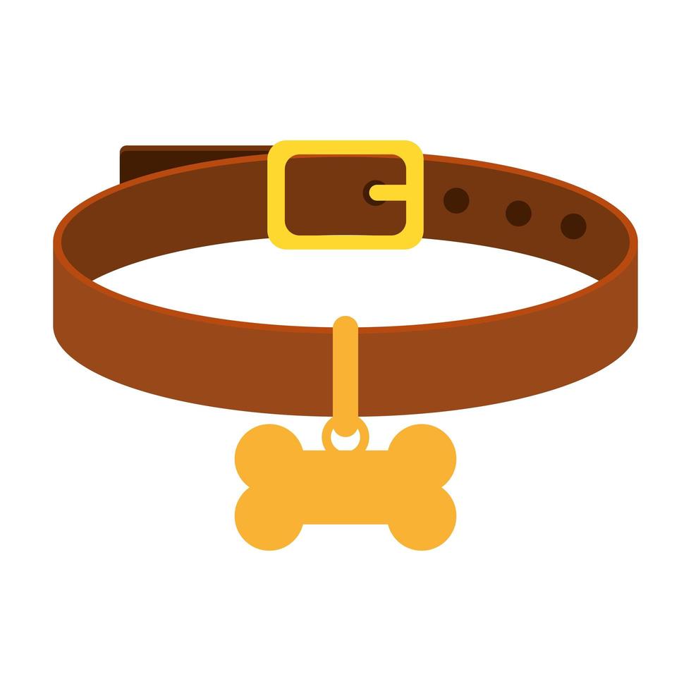 collar for dog with bone isolated icon vector