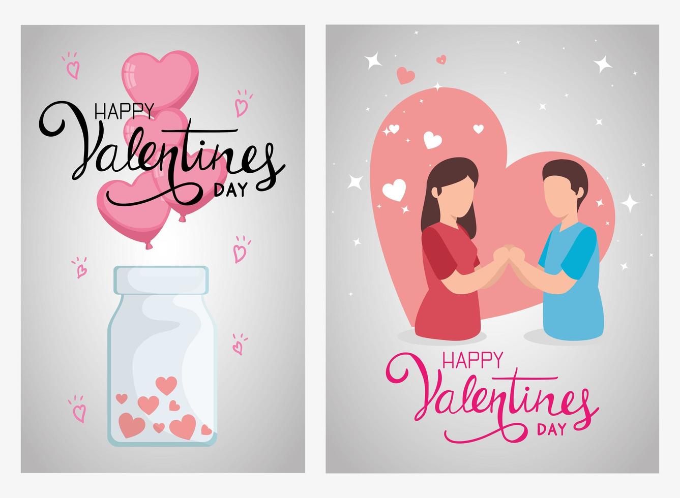 conjunto de cartel de feliz día de san valentín con decoración vector