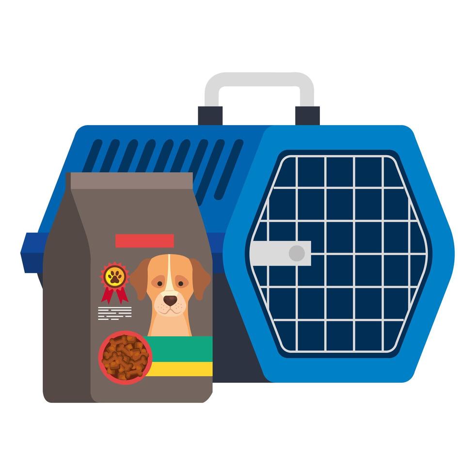 pet carry box with bag dog food vector