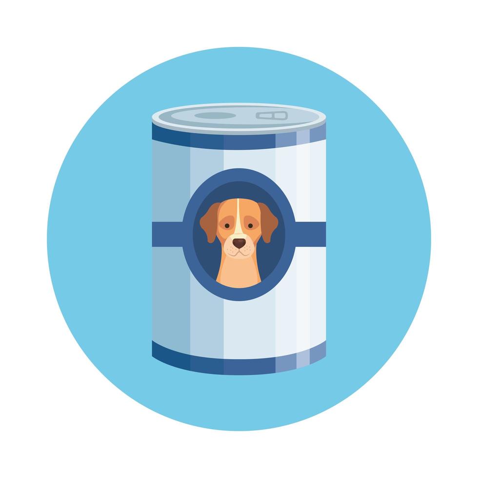 food for dog in can with frame circular vector