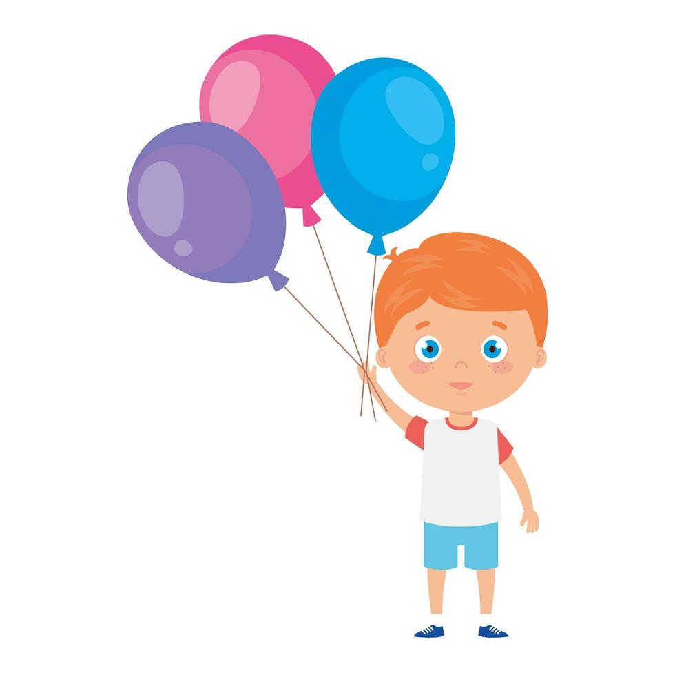 cute little boy with balloons helium vector