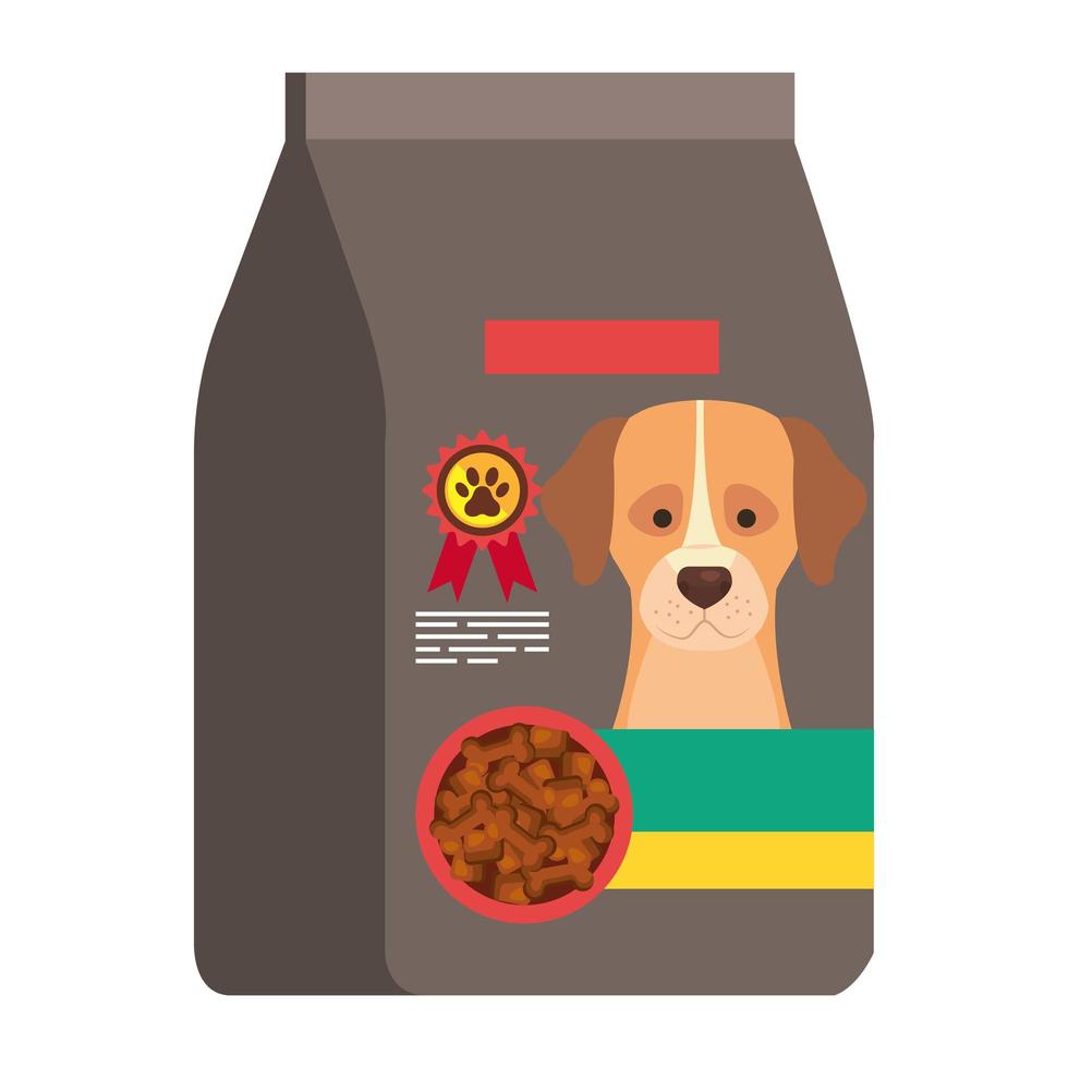 comida para perro en bolsa icono aislado vector