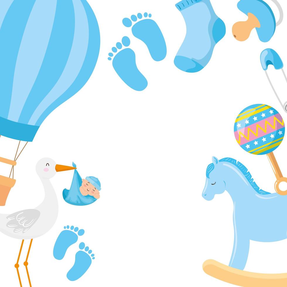 establecer lindos iconos de baby shower vector