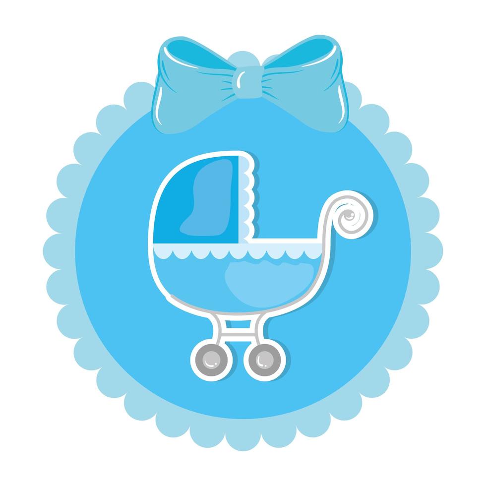 Transporte de carro de bebé en marco de encaje icono aislado vector