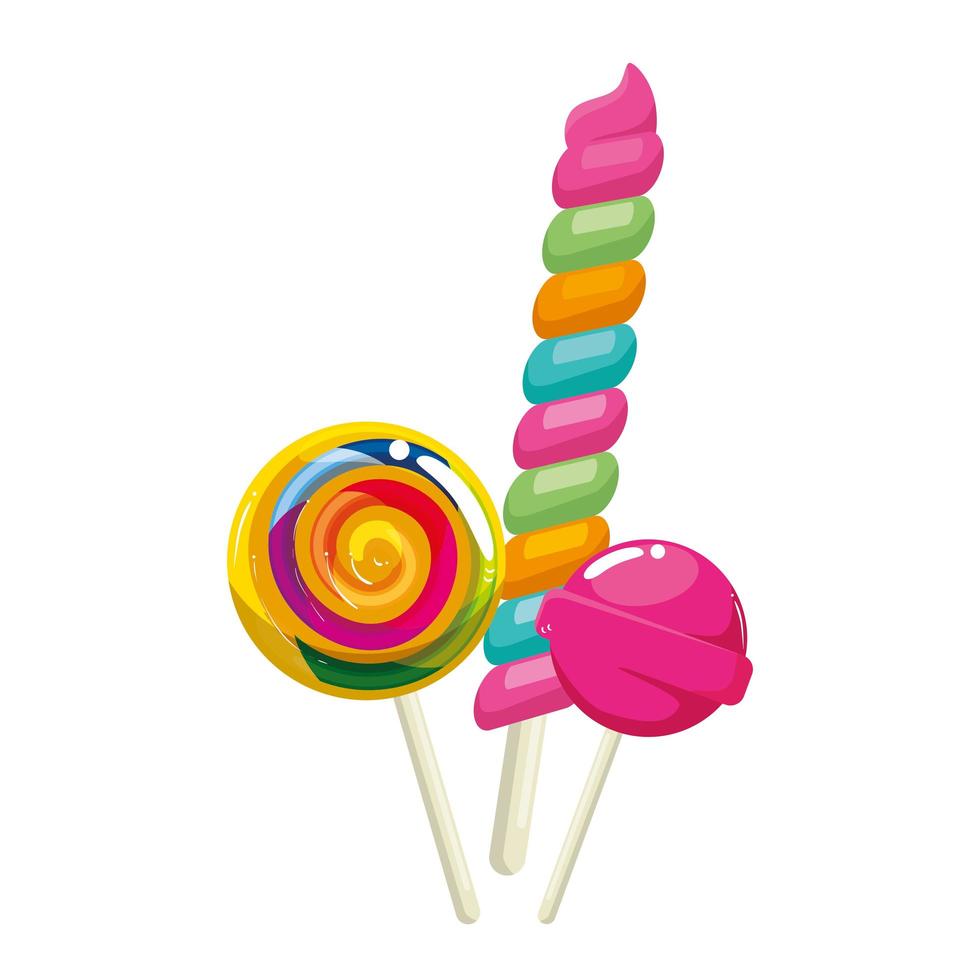 candy spiral in stick with lollipops vector