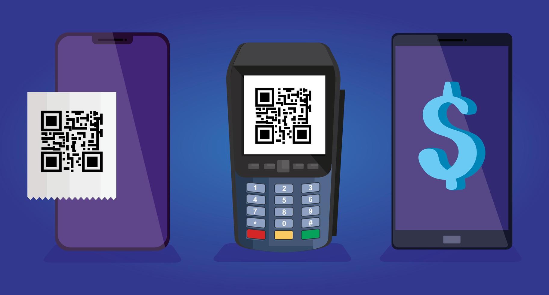 set poster of scan code qr and icons vector