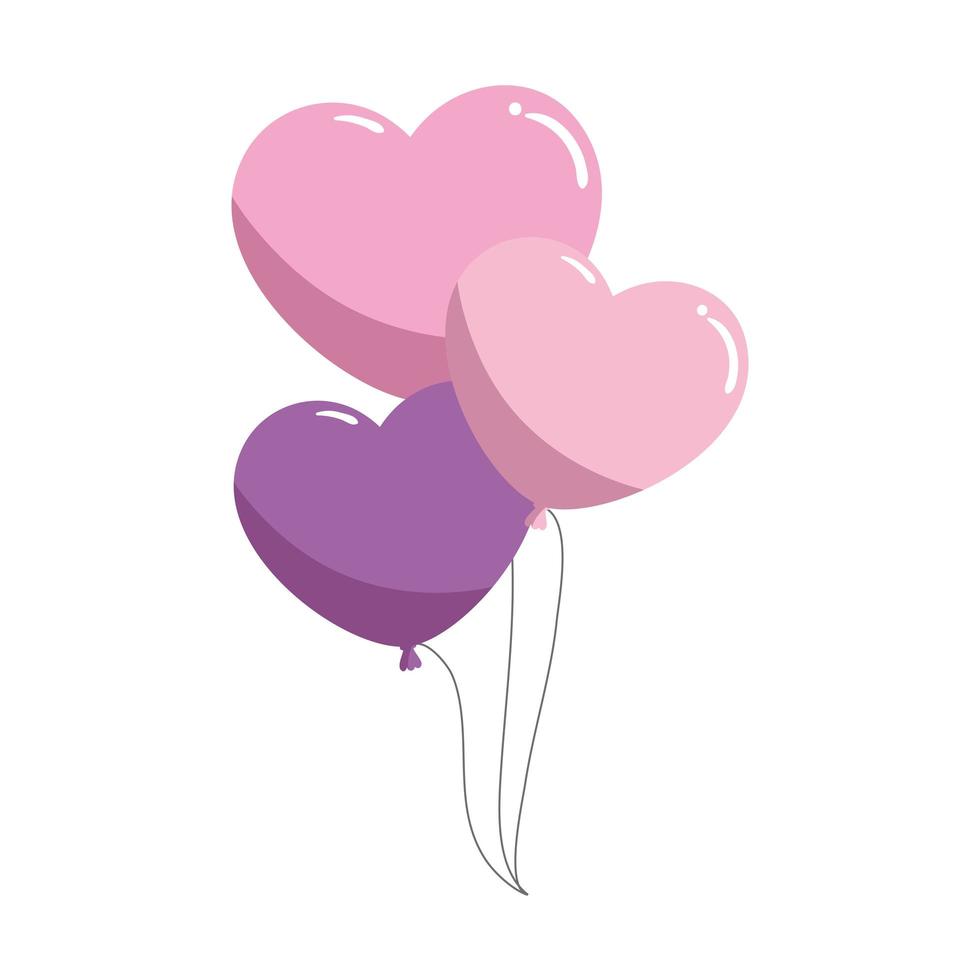 balloons helium in shape heart isolated icon vector