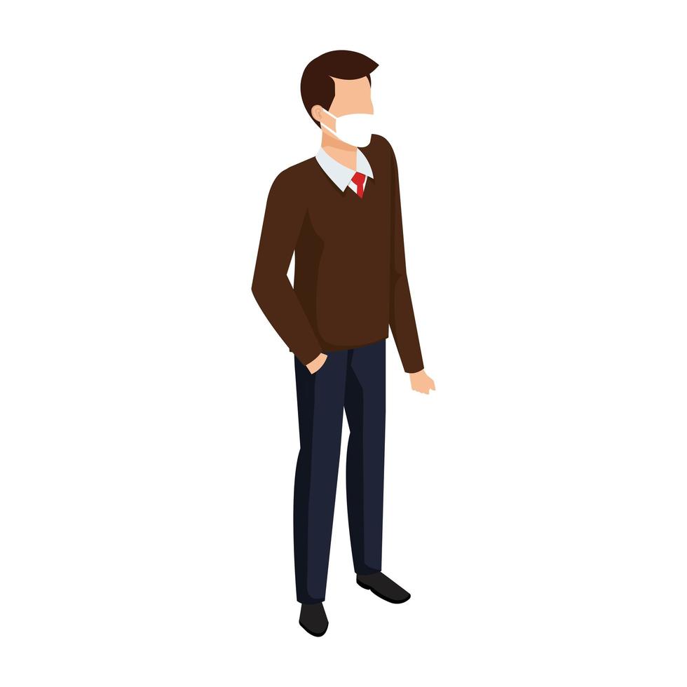 businessman with face mask isolated icon vector