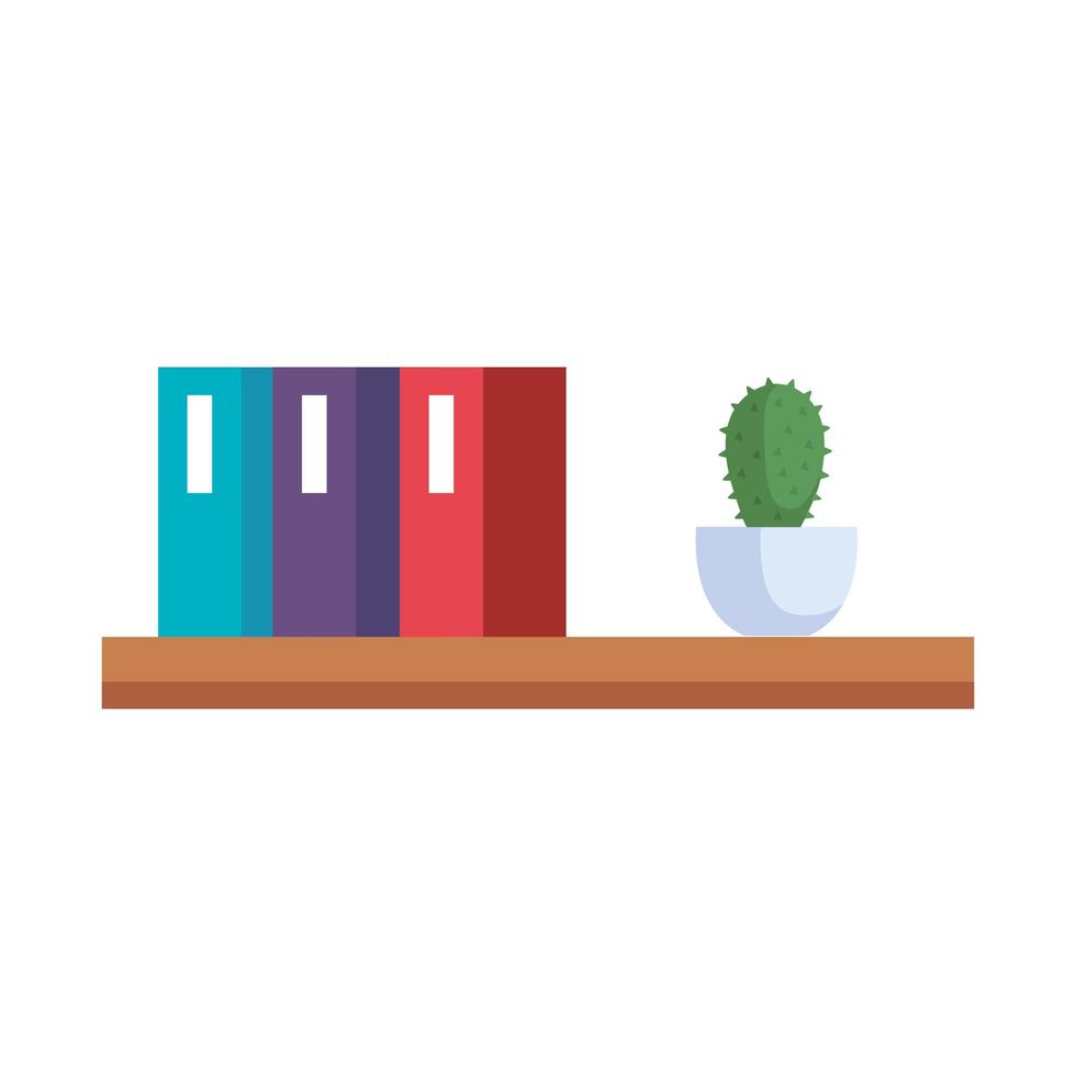 shelf with books and pot plant vector