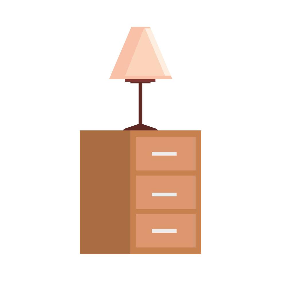 Cajón de madera con lámpara decorativa icono aislado vector