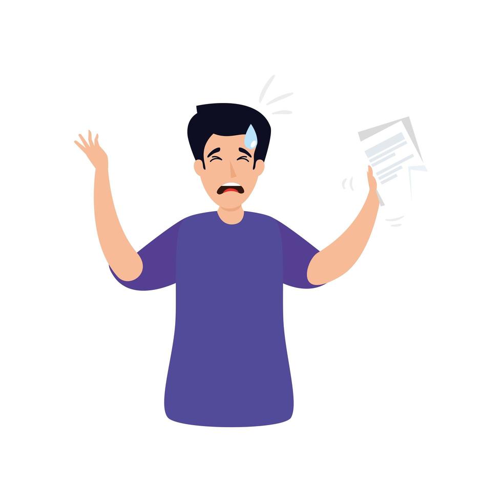 man with stress attack icon vector