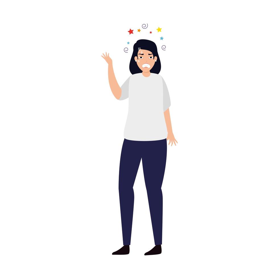 woman with stress attack icon vector