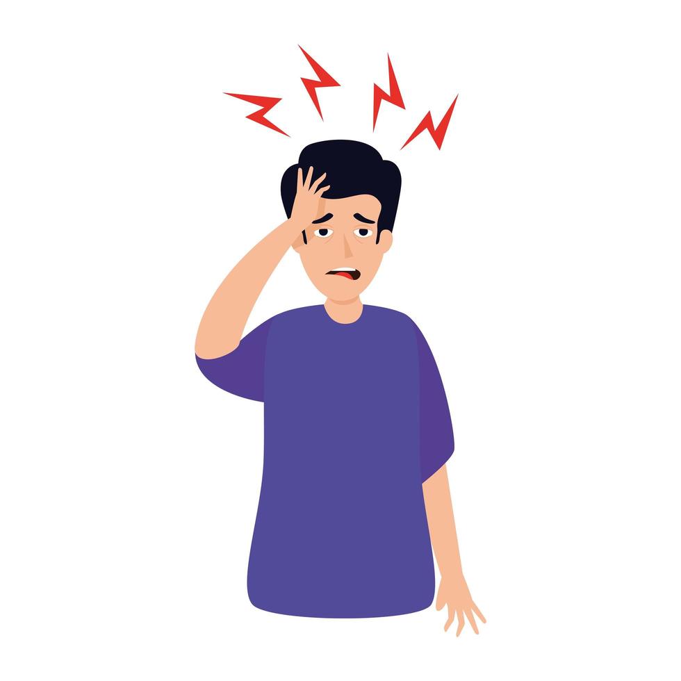 man with stress attack icon vector