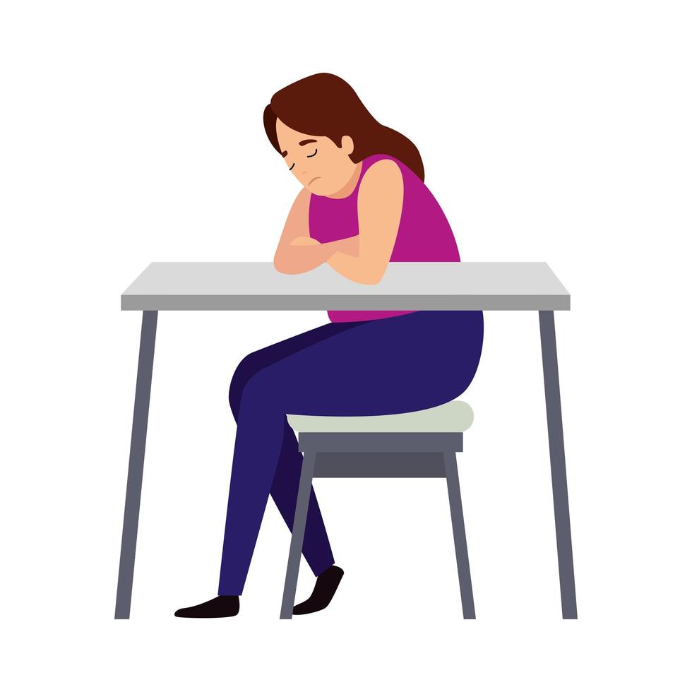 woman with stress attack in desk vector
