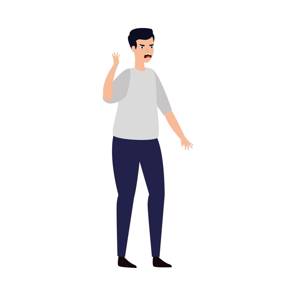 man with stress attack icon vector