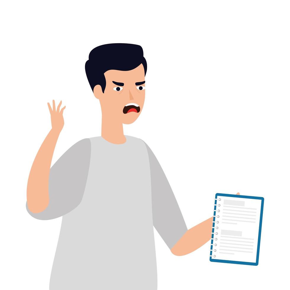 man with stress attack icon vector