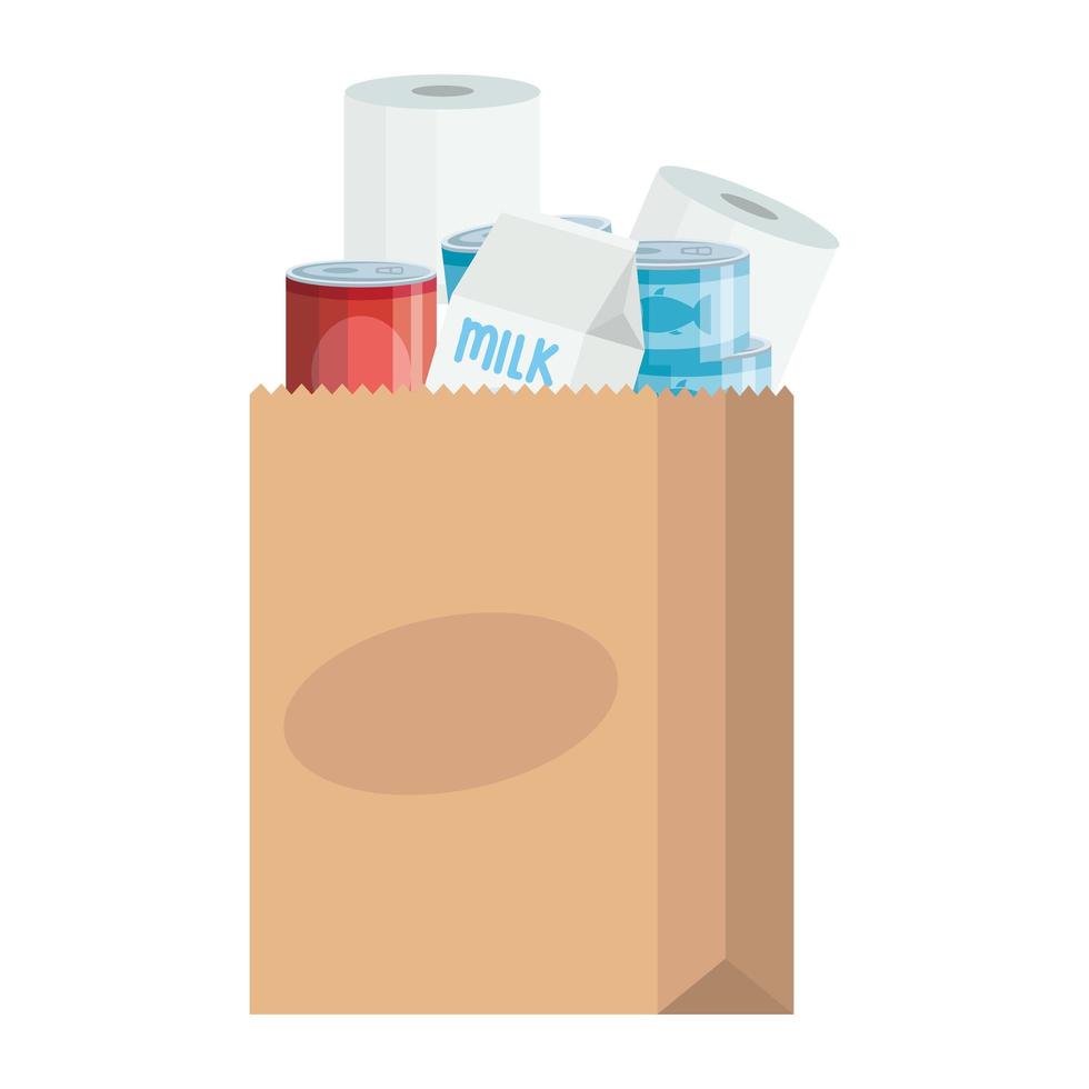 bag paper with excess groceries vector