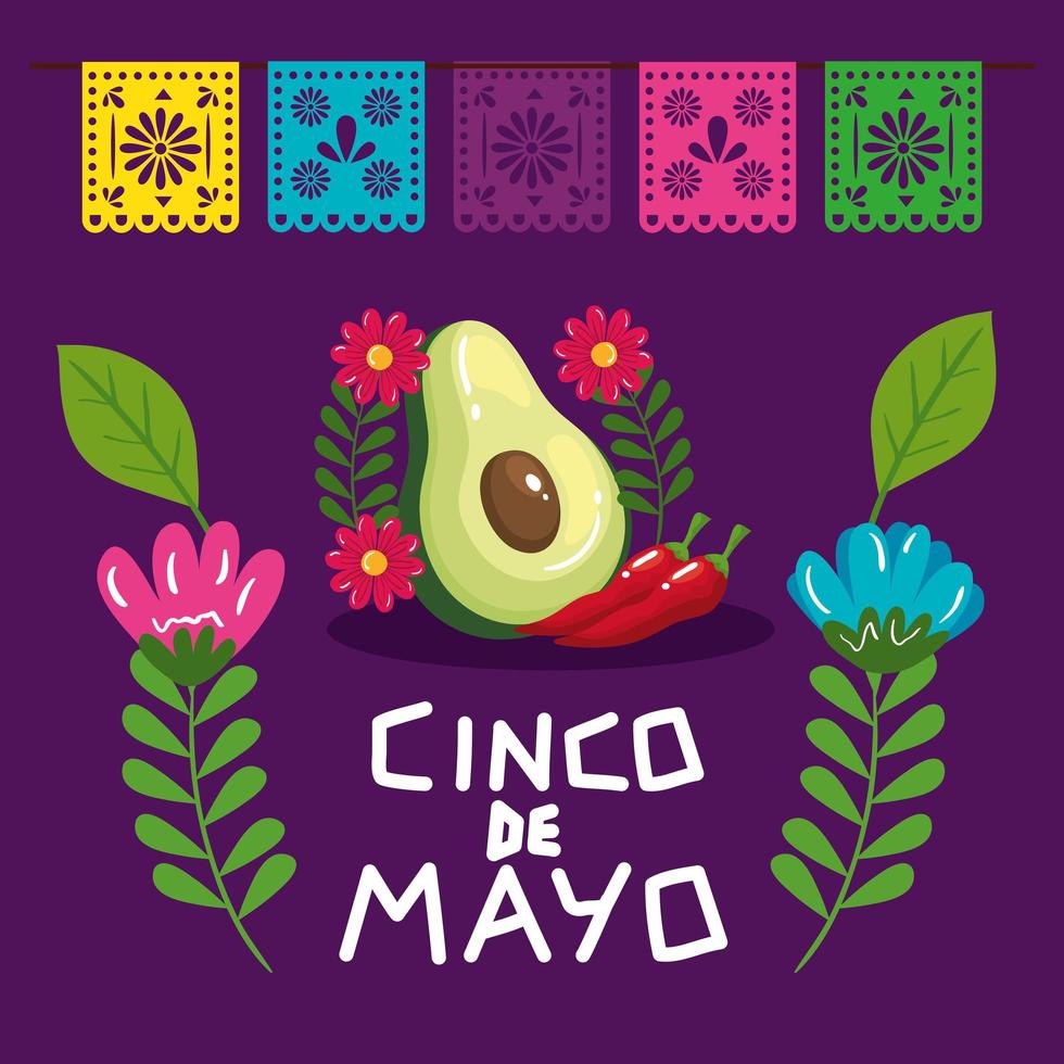 Mexican avocado of Cinco de mayo vector design