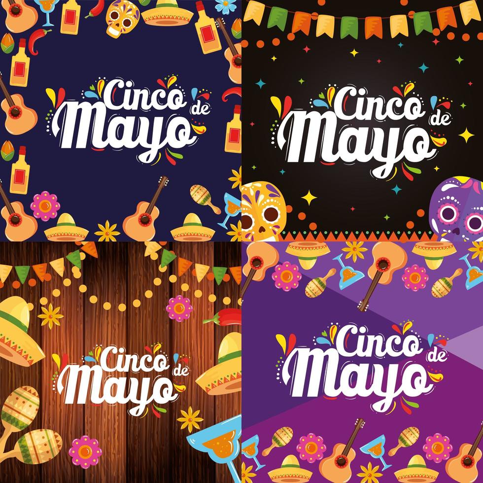 iconos mexicanos de cinco de mayo diseño vectorial vector