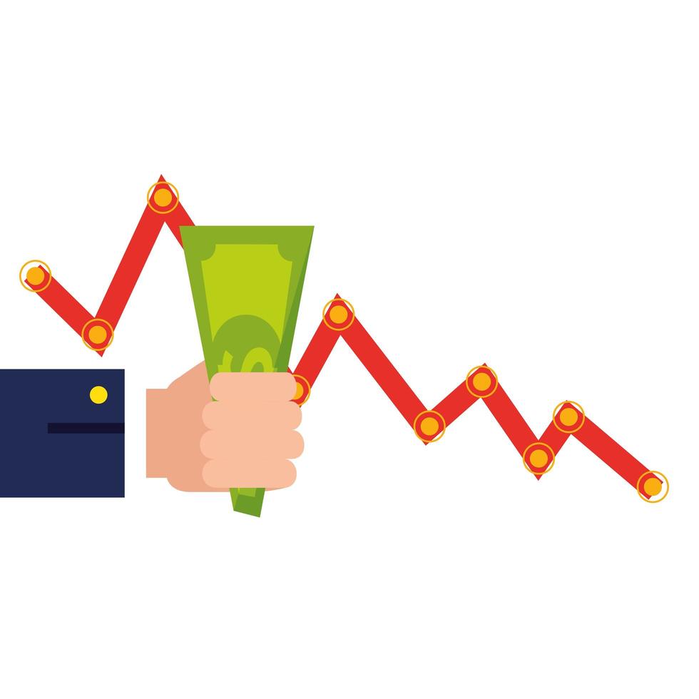 hand fist with bill cash and infographic isolated icon vector