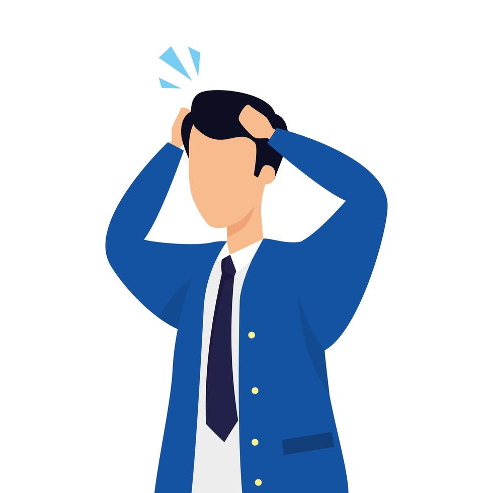 businessman worried avatar character icon vector