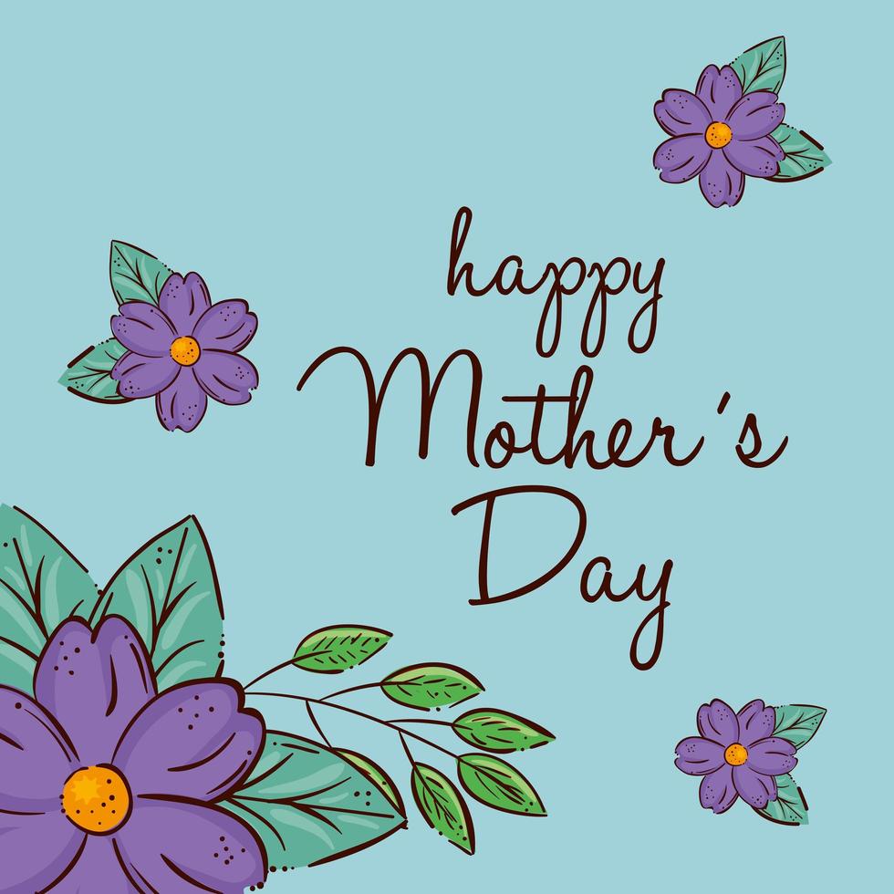 Flowers with leaves of happy mothers day vector design 4830732 ...