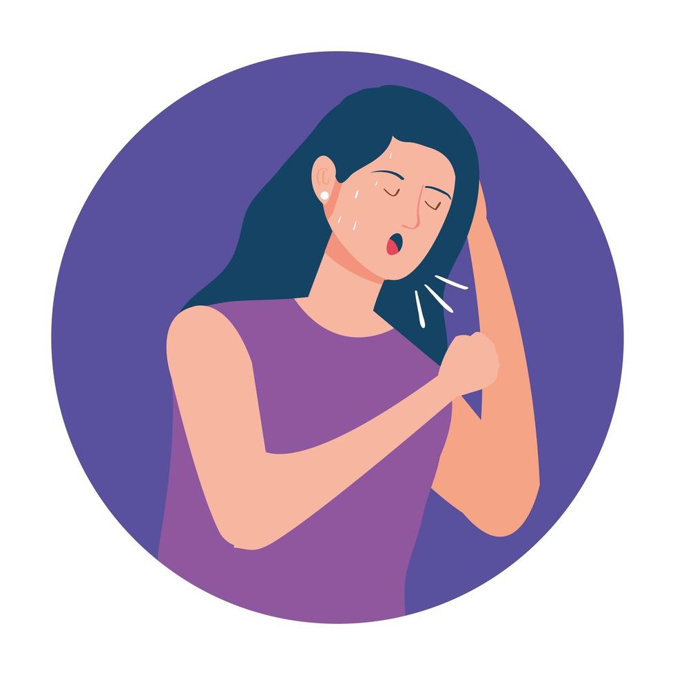 woman coughing sick isolated icon vector