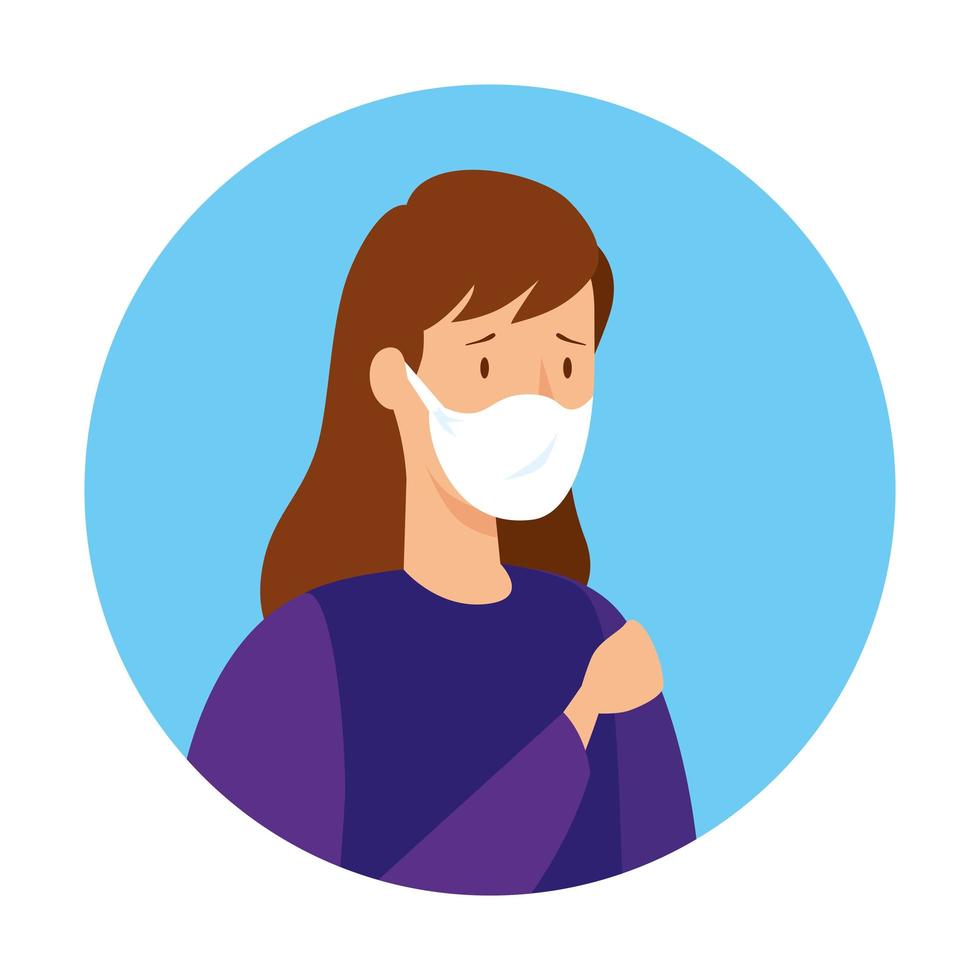 woman sick with protection respiratory vector
