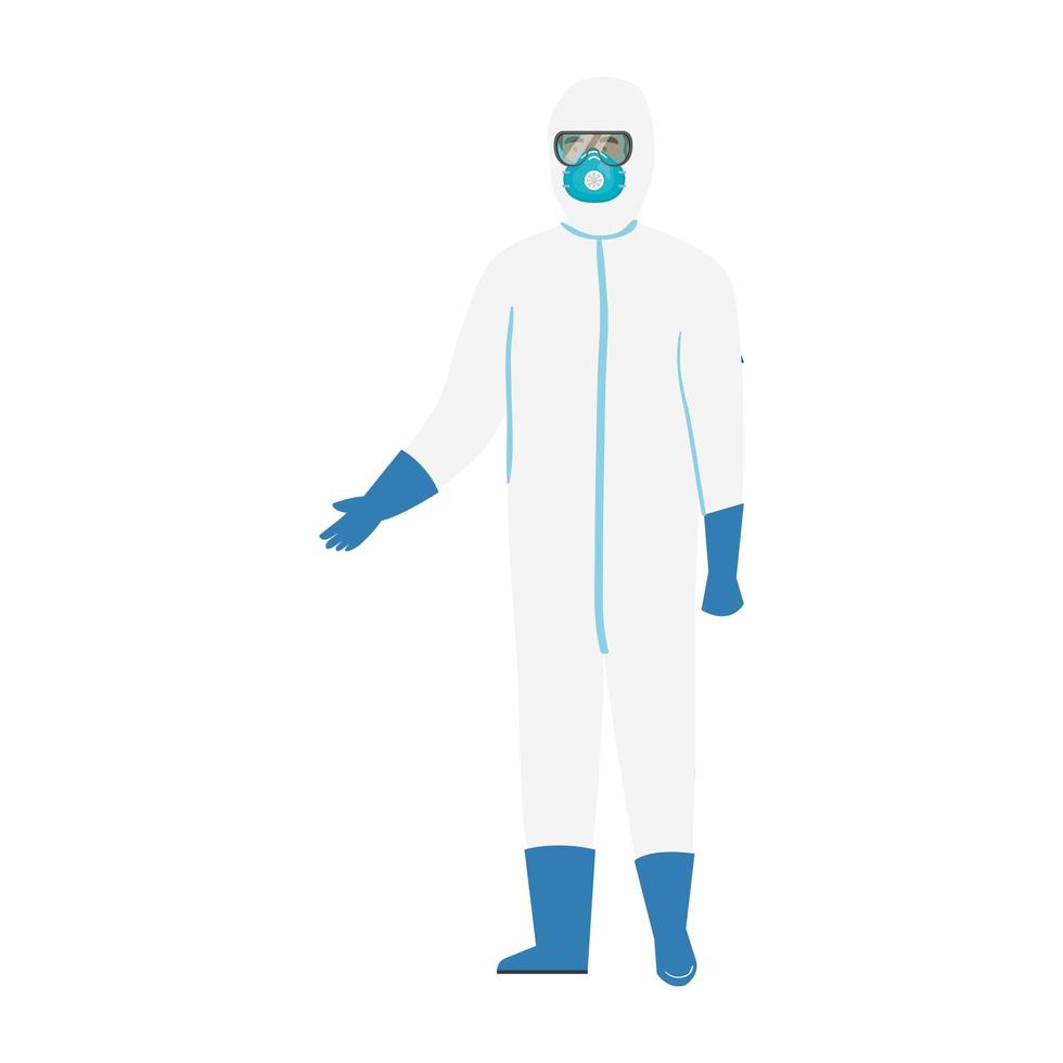 person with biohazard suit protection isolated icon vector