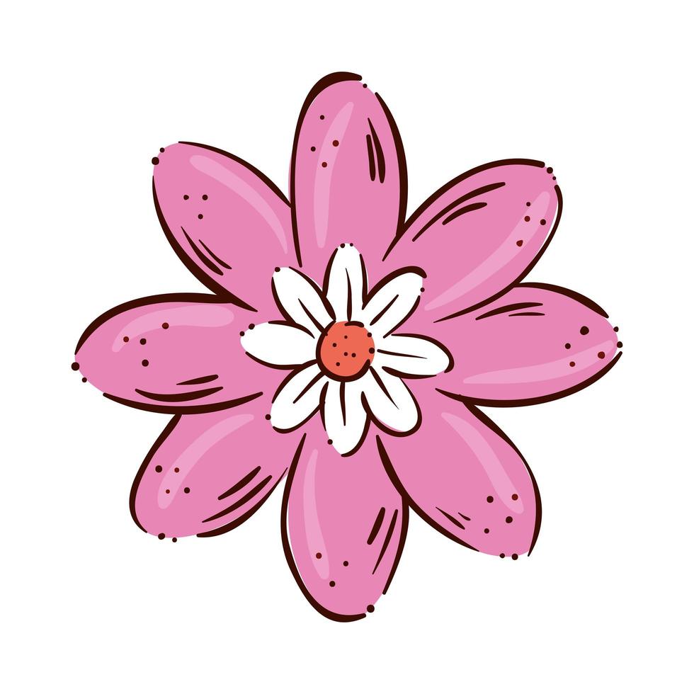 lindo, flor, rosa, color, aislado, icono vector