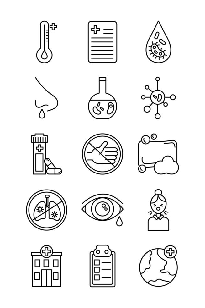 bundle of covid 19 designs, line style icon vector