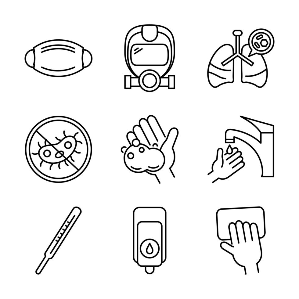 bundle of covid 19 designs, line style icon vector