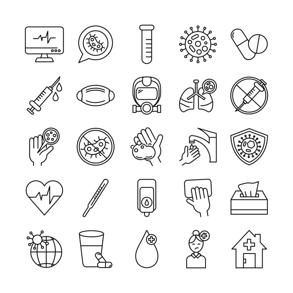 bundle of covid 19 designs, line style icon vector