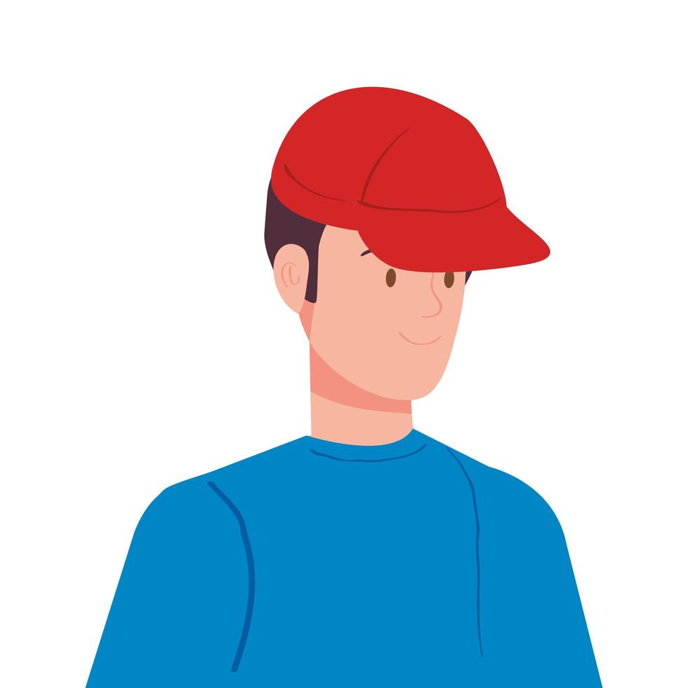 young man with cap avatar character icon vector