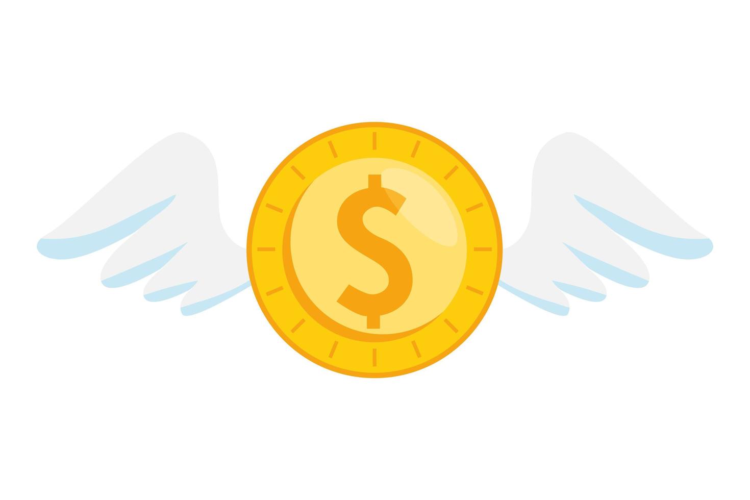 coin money with wings isolated icon vector