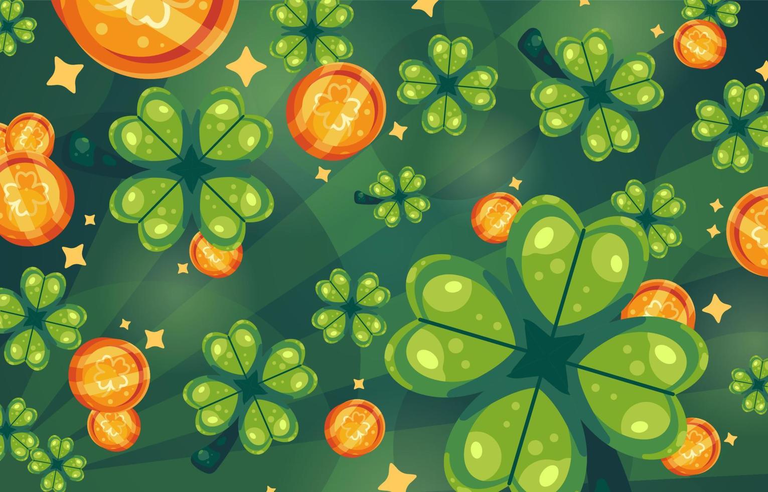 concepto del día de san patricio con tréboles y monedas vector