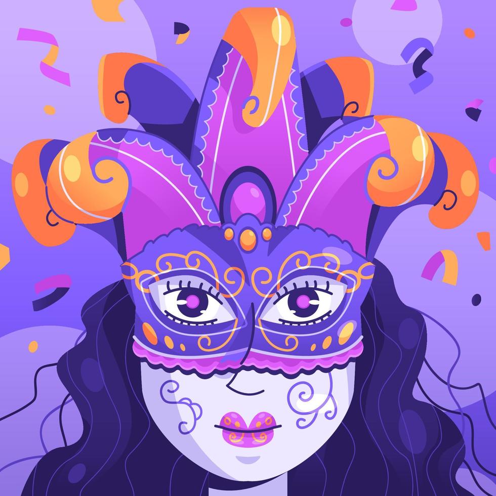 Mardi Gras Carnival with Woman in Mask vector