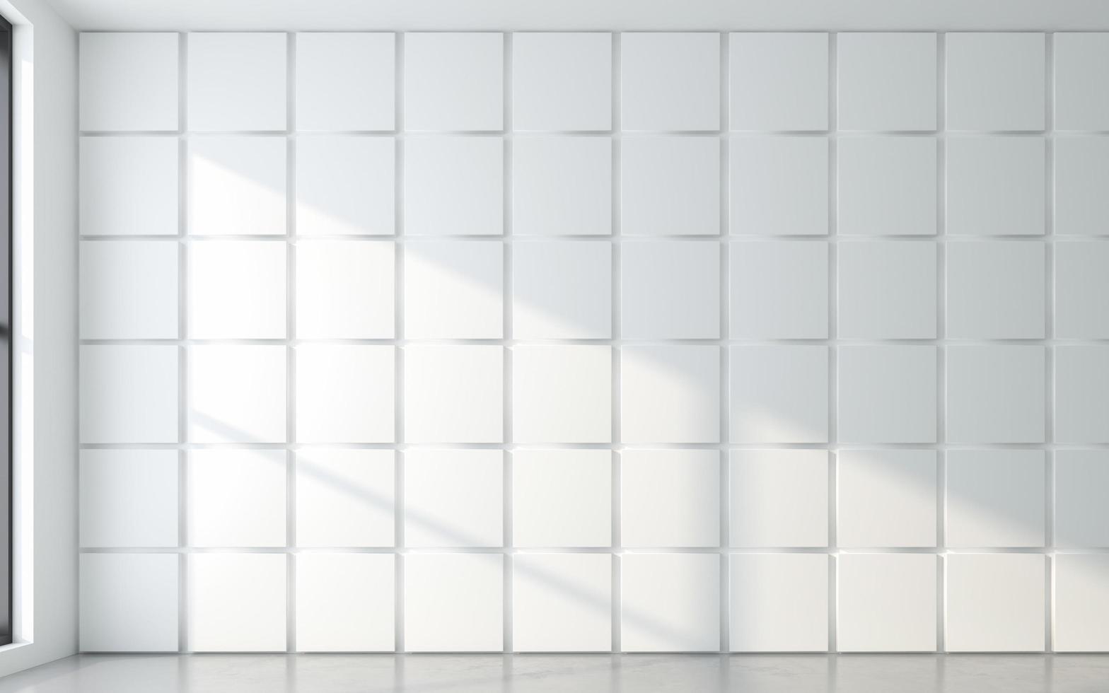 Light and shadow of window frame with 3d wall panel. 3d rendering photo