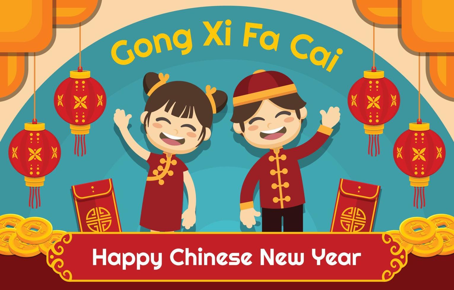 gong xi fa cai año nuevo chino vector