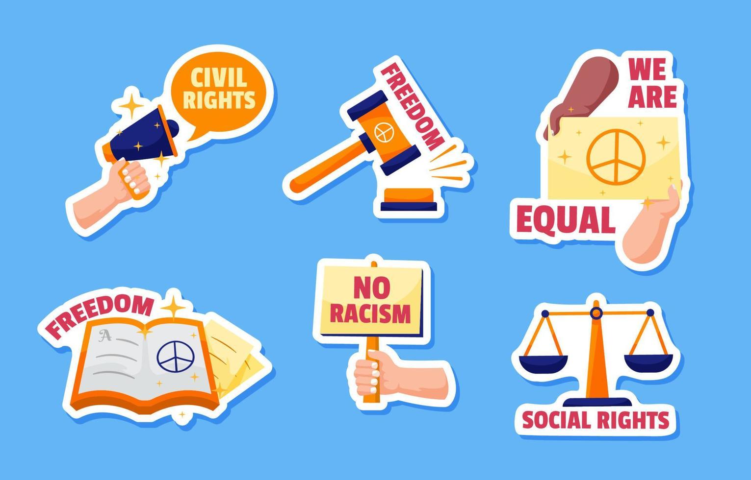 Sticker Set of Civil Rights vector