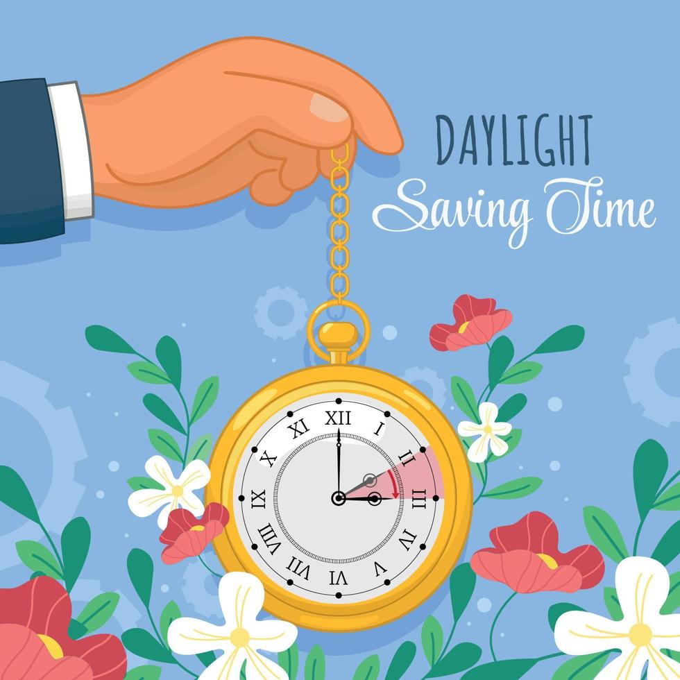 Daylight Saving Time With Hand Carrying a Pocket Watch vector