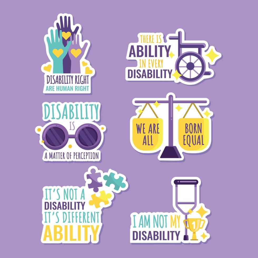 People With Disability Sticker Set Collection vector